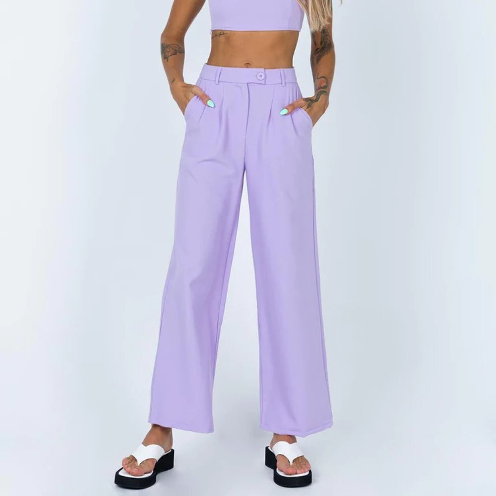 Princess Polly Lavender Wide-Leg Trousers